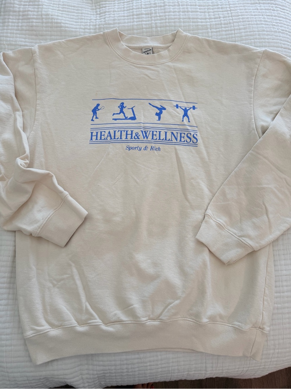 Sporty & Rich Cream Crewneck Health & Wellness